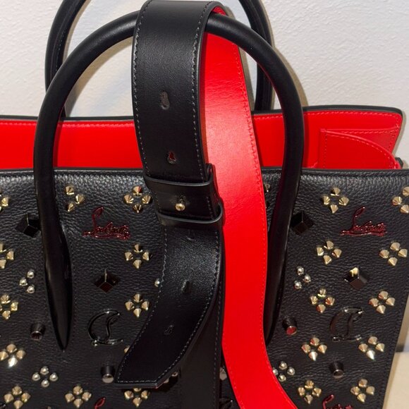 Authentic NWT Christian Louboutin Paloma Medium Top Handle Bag Black & Red - Picture 10 of 12